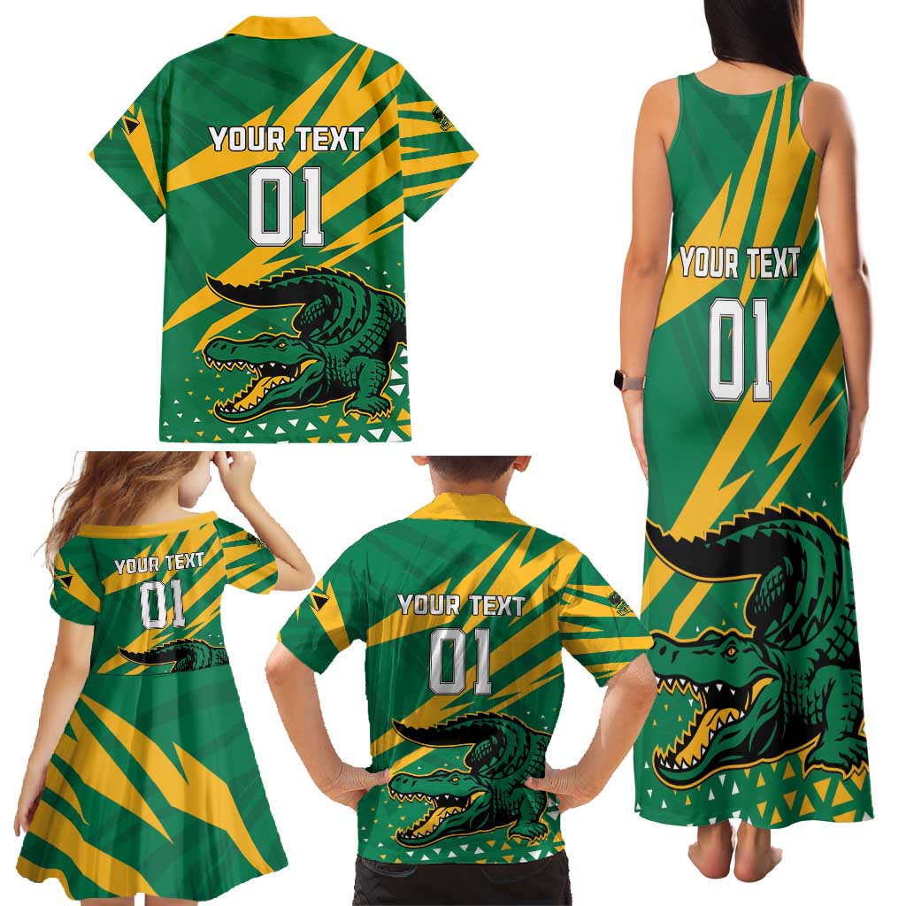 Custom Jamaica Cricket Tallawahs Family Matching Tank Maxi Dress and Hawaiian Shirt Fi Wi Tallawahs Champions - Wonder Print Shop