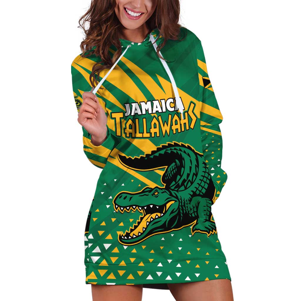Custom Jamaica Cricket Tallawahs Hoodie Dress Fi Wi Tallawahs Champions - Wonder Print Shop