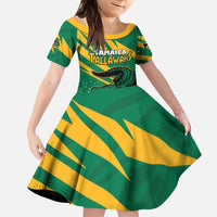 Custom Jamaica Cricket Tallawahs Kid Short Sleeve Dress Fi Wi Tallawahs Champions - Wonder Print Shop
