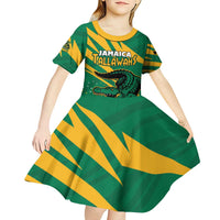 Custom Jamaica Cricket Tallawahs Kid Short Sleeve Dress Fi Wi Tallawahs Champions - Wonder Print Shop