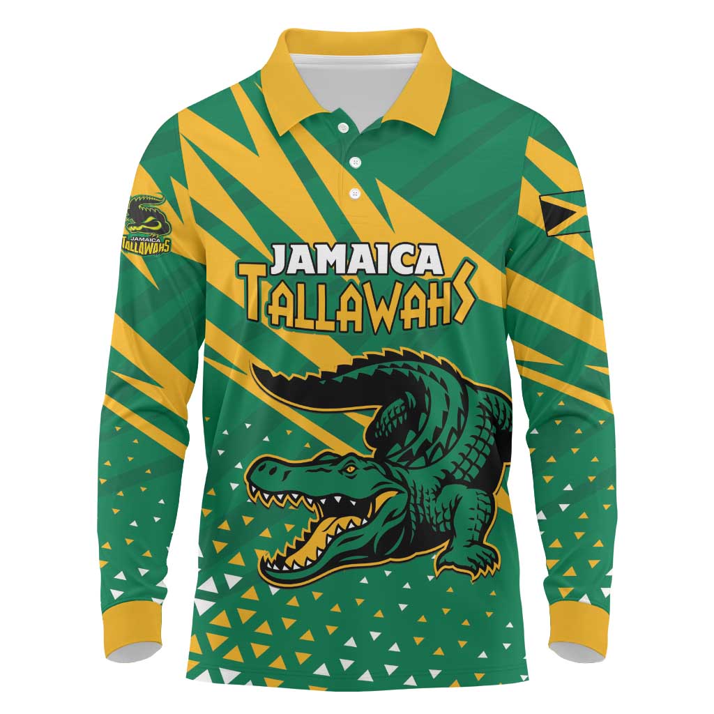 Custom Jamaica Cricket Tallawahs Long Sleeve Polo Shirt Fi Wi Tallawahs Champions - Wonder Print Shop