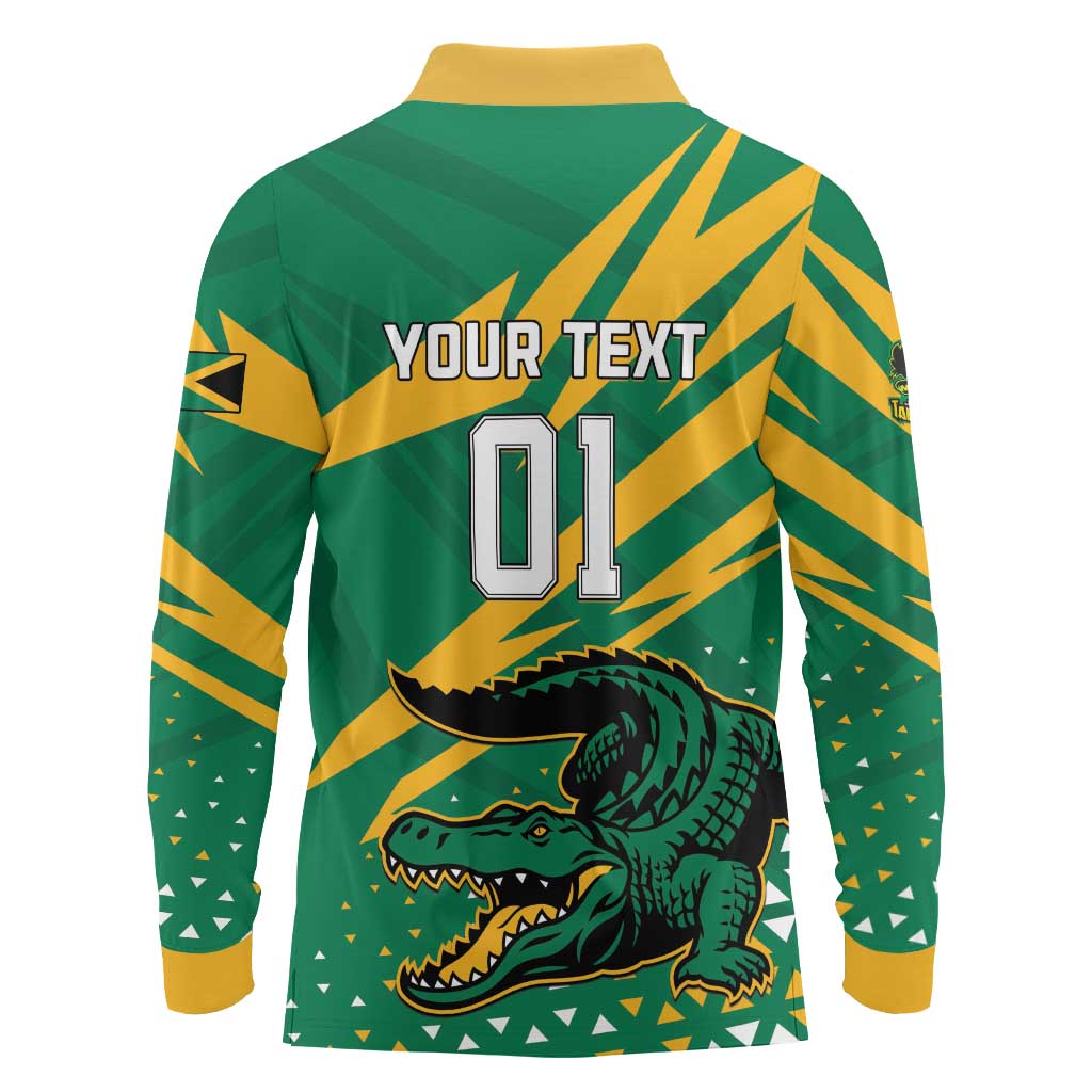 Custom Jamaica Cricket Tallawahs Long Sleeve Polo Shirt Fi Wi Tallawahs Champions - Wonder Print Shop