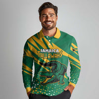 Custom Jamaica Cricket Tallawahs Long Sleeve Polo Shirt Fi Wi Tallawahs Champions - Wonder Print Shop