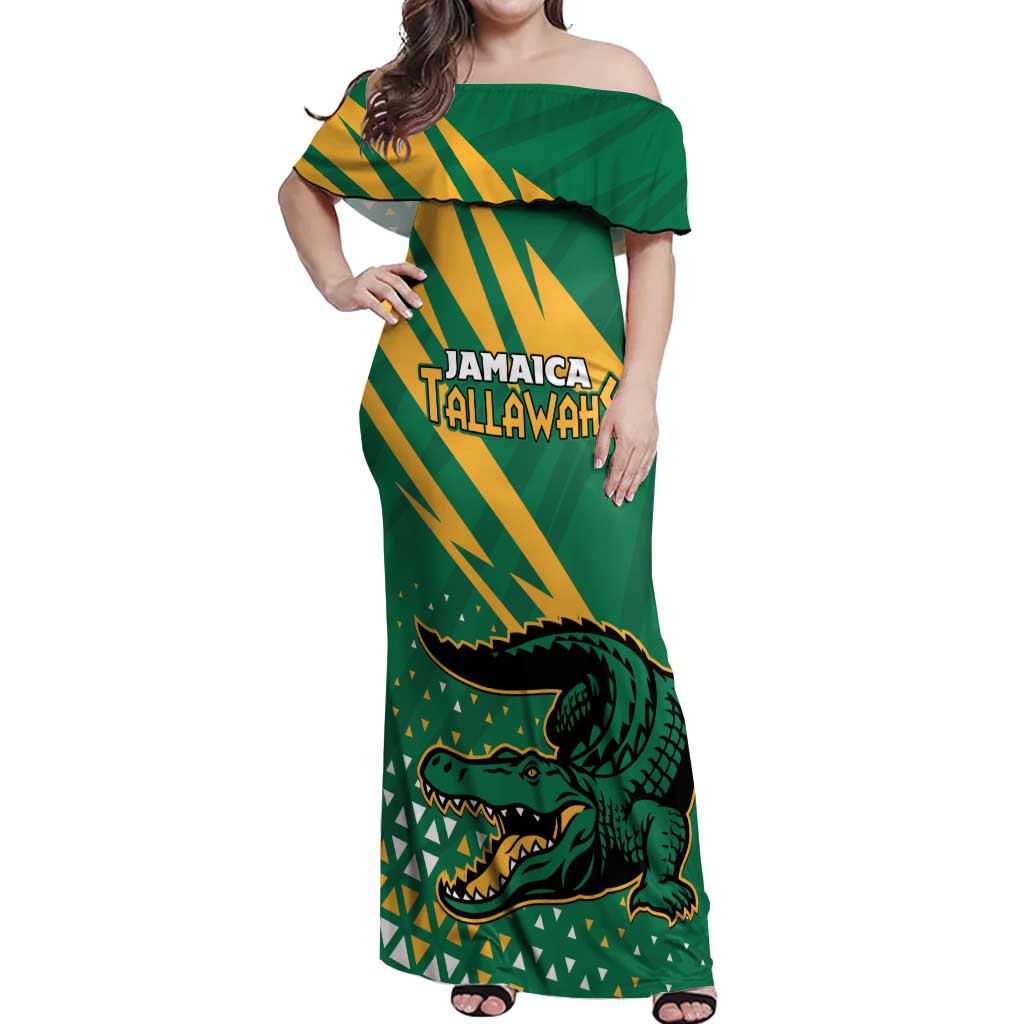 Custom Jamaica Cricket Tallawahs Off Shoulder Maxi Dress Fi Wi Tallawahs Champions - Wonder Print Shop