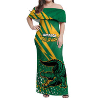Custom Jamaica Cricket Tallawahs Off Shoulder Maxi Dress Fi Wi Tallawahs Champions - Wonder Print Shop