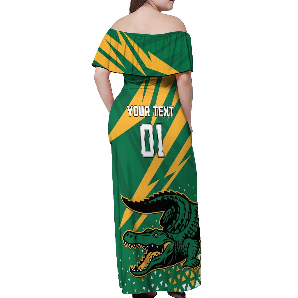 Custom Jamaica Cricket Tallawahs Off Shoulder Maxi Dress Fi Wi Tallawahs Champions - Wonder Print Shop