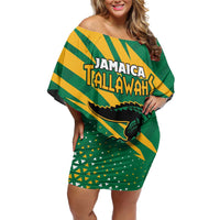 Custom Jamaica Cricket Tallawahs Off Shoulder Short Dress Fi Wi Tallawahs Champions - Wonder Print Shop