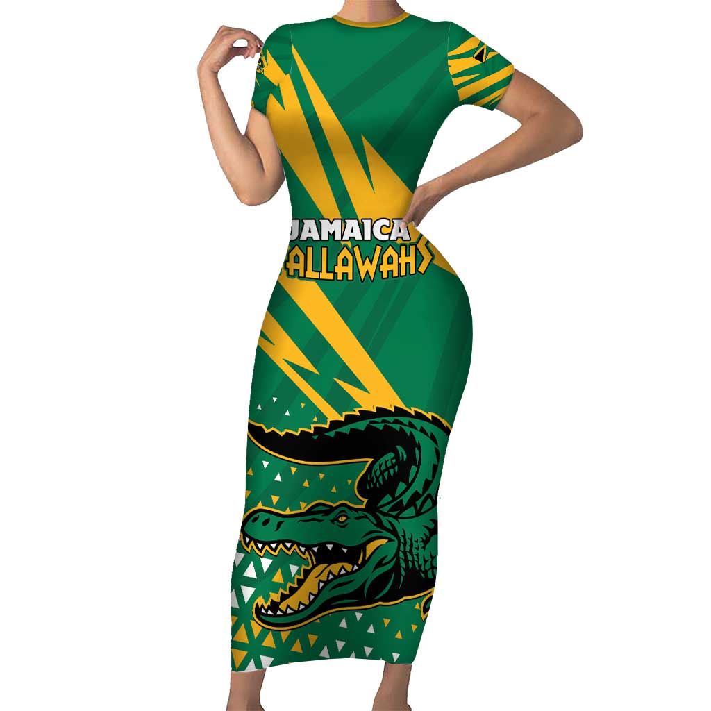 Custom Jamaica Cricket Tallawahs Short Sleeve Bodycon Dress Fi Wi Tallawahs Champions - Wonder Print Shop