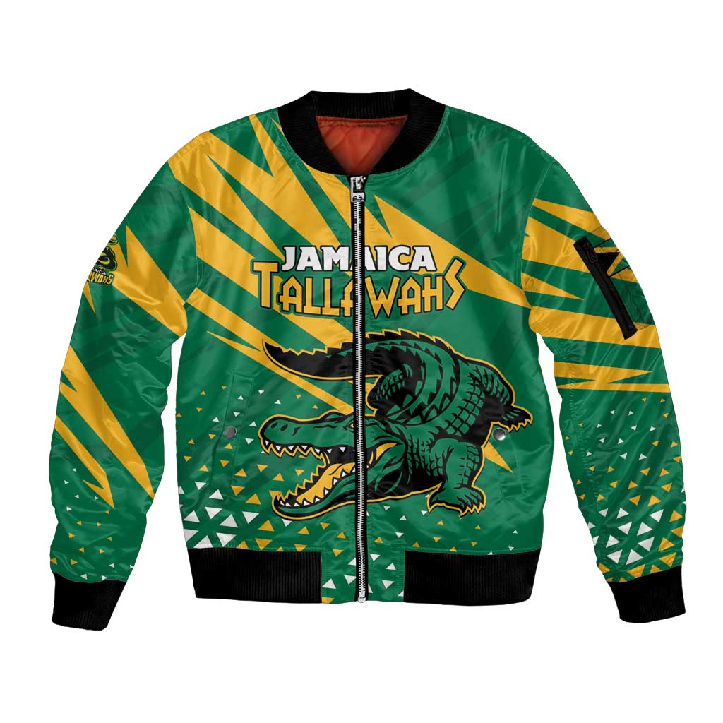 Custom Jamaica Cricket Tallawahs Sleeve Zip Bomber Jacket Fi Wi Tallawahs Champions - Wonder Print Shop