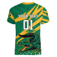 Custom Jamaica Cricket Tallawahs Women V-Neck T-Shirt Fi Wi Tallawahs Champions - Wonder Print Shop