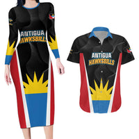 Custom Antigua Cricket Hawksbills Couples Matching Long Sleeve Bodycon Dress and Hawaiian Shirt Each Endeavouring All Achieving - Wonder Print Shop