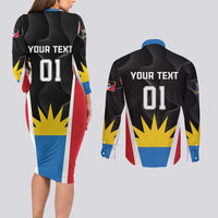 Custom Antigua Cricket Hawksbills Couples Matching Long Sleeve Bodycon Dress and Long Sleeve Button Shirt Each Endeavouring All Achieving - Wonder Print Shop