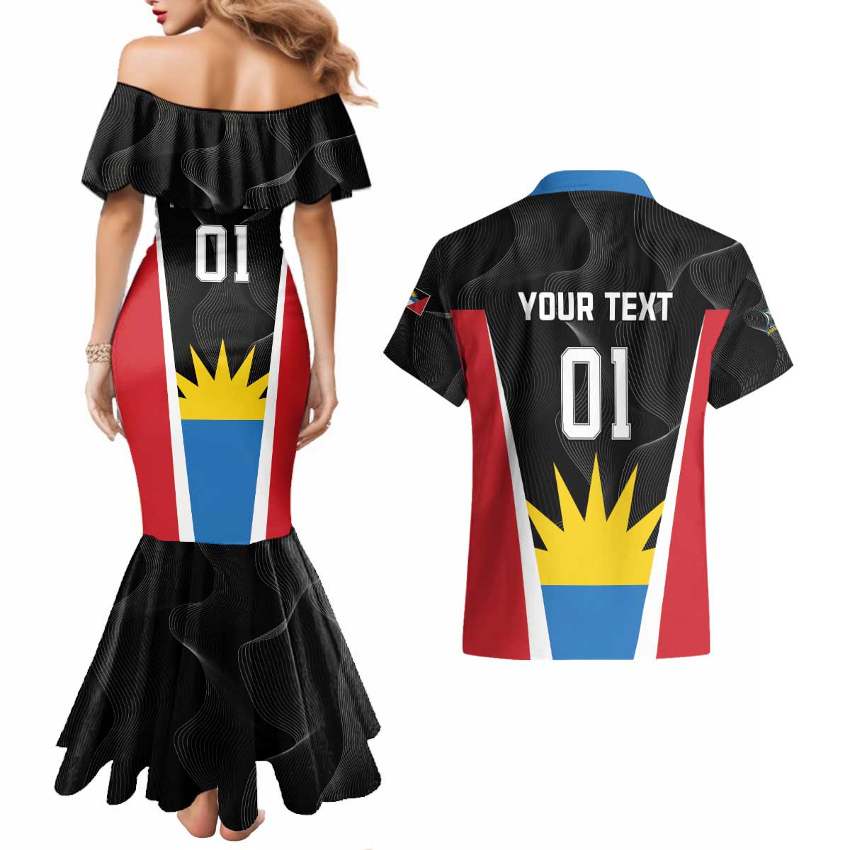 Custom Antigua Cricket Hawksbills Couples Matching Mermaid Dress and Hawaiian Shirt Each Endeavouring All Achieving - Wonder Print Shop