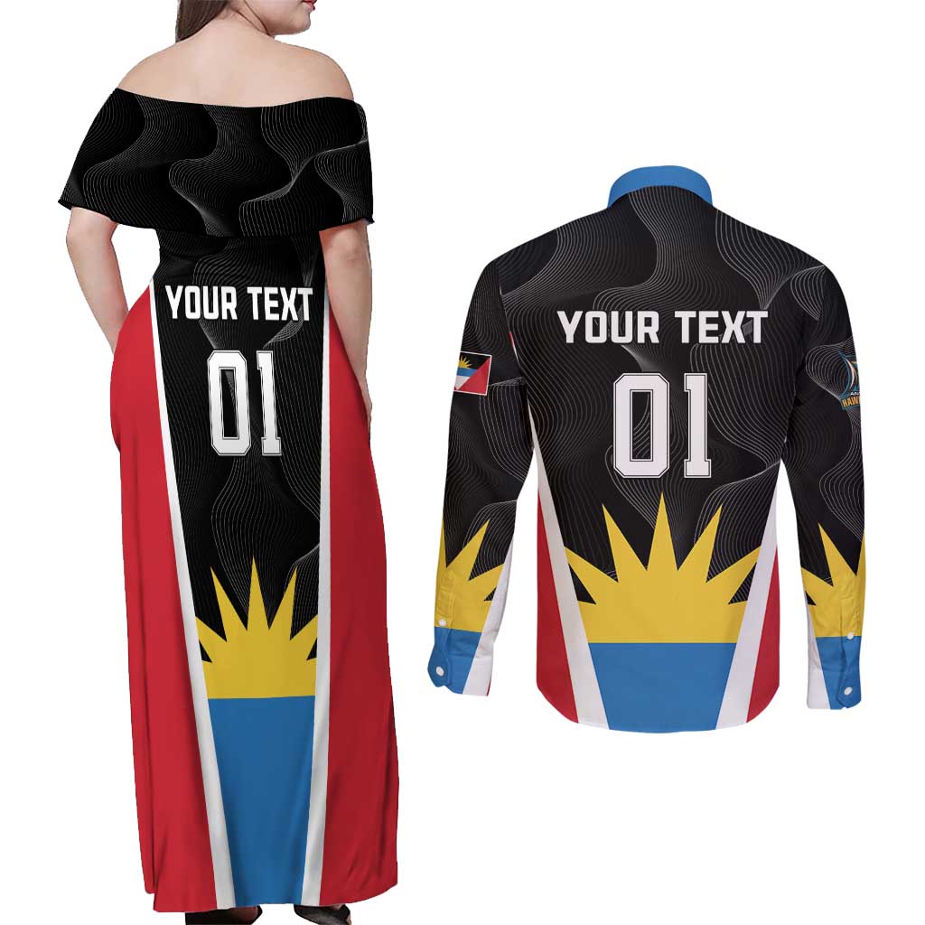 Custom Antigua Cricket Hawksbills Couples Matching Off Shoulder Maxi Dress and Long Sleeve Button Shirt Each Endeavouring All Achieving - Wonder Print Shop