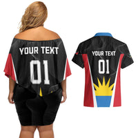 Custom Antigua Cricket Hawksbills Couples Matching Off Shoulder Short Dress and Hawaiian Shirt Each Endeavouring All Achieving - Wonder Print Shop