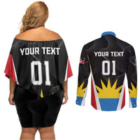 Custom Antigua Cricket Hawksbills Couples Matching Off Shoulder Short Dress and Long Sleeve Button Shirt Each Endeavouring All Achieving - Wonder Print Shop