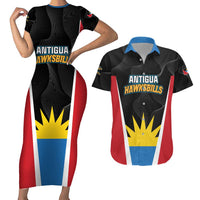 Custom Antigua Cricket Hawksbills Couples Matching Short Sleeve Bodycon Dress and Hawaiian Shirt Each Endeavouring All Achieving - Wonder Print Shop