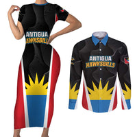 Custom Antigua Cricket Hawksbills Couples Matching Short Sleeve Bodycon Dress and Long Sleeve Button Shirt Each Endeavouring All Achieving - Wonder Print Shop