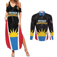 Custom Antigua Cricket Hawksbills Couples Matching Summer Maxi Dress and Long Sleeve Button Shirt Each Endeavouring All Achieving - Wonder Print Shop