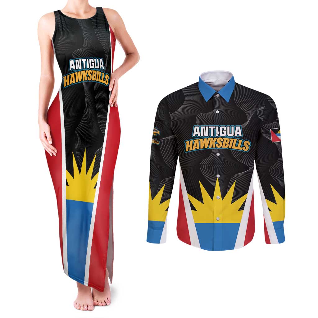 Custom Antigua Cricket Hawksbills Couples Matching Tank Maxi Dress and Long Sleeve Button Shirt Each Endeavouring All Achieving - Wonder Print Shop