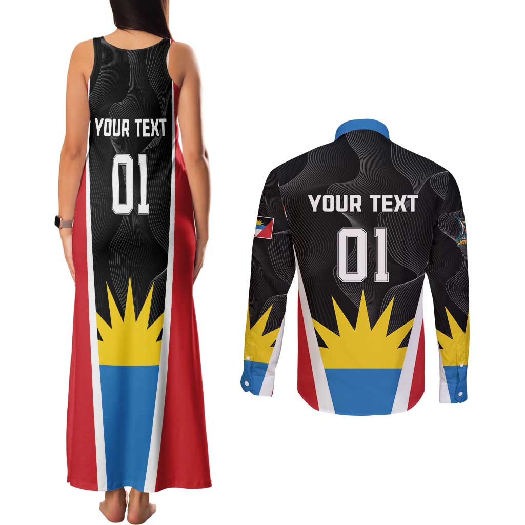 Custom Antigua Cricket Hawksbills Couples Matching Tank Maxi Dress and Long Sleeve Button Shirt Each Endeavouring All Achieving - Wonder Print Shop