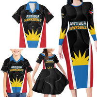Custom Antigua Cricket Hawksbills Family Matching Long Sleeve Bodycon Dress and Hawaiian Shirt Each Endeavouring All Achieving - Wonder Print Shop