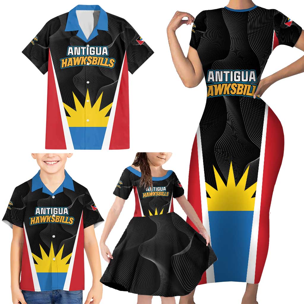 Custom Antigua Cricket Hawksbills Family Matching Short Sleeve Bodycon Dress and Hawaiian Shirt Each Endeavouring All Achieving - Wonder Print Shop