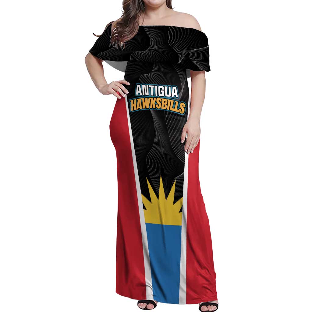 Custom Antigua Cricket Hawksbills Off Shoulder Maxi Dress Each Endeavouring All Achieving - Wonder Print Shop