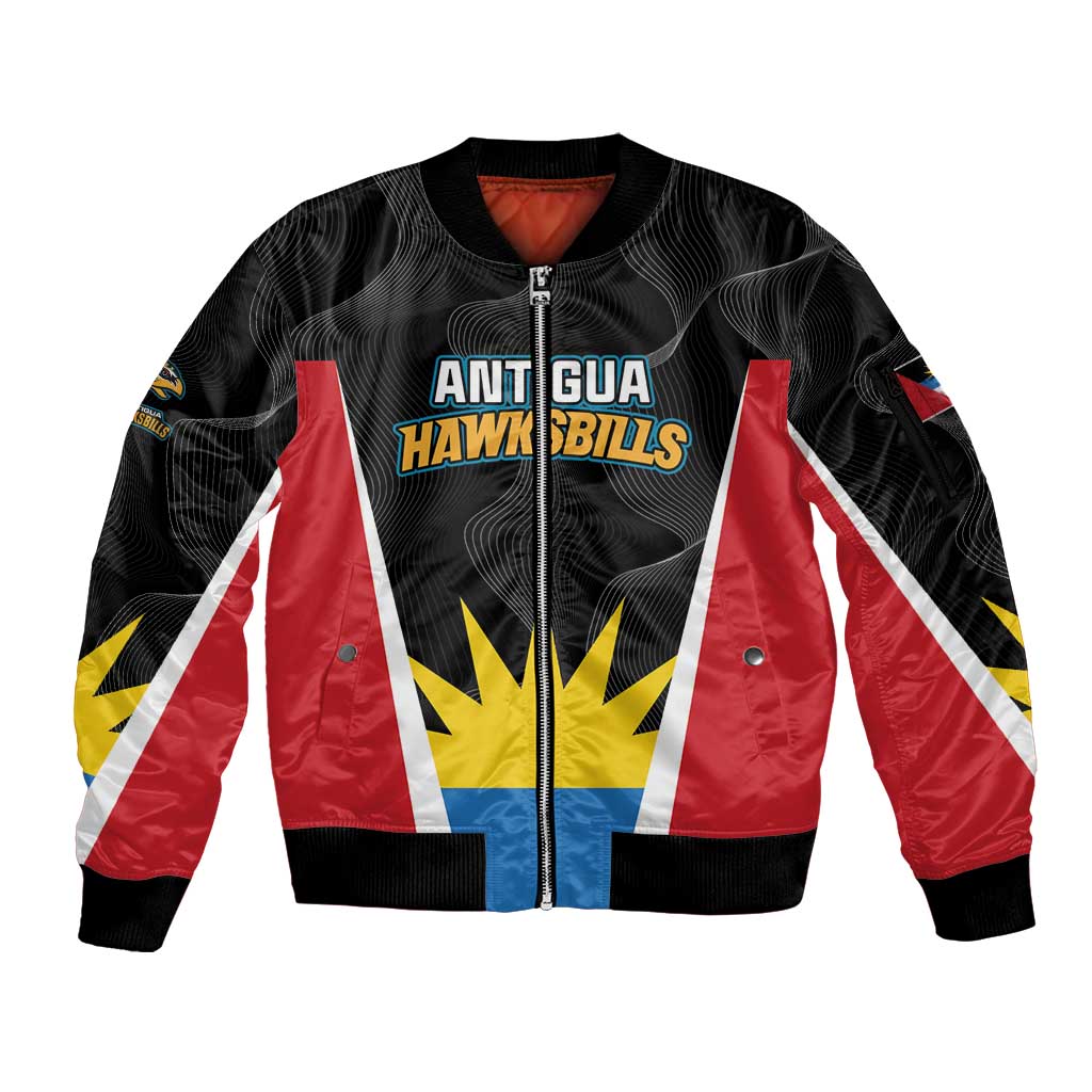 Custom Antigua Cricket Hawksbills Sleeve Zip Bomber Jacket Each Endeavouring All Achieving - Wonder Print Shop