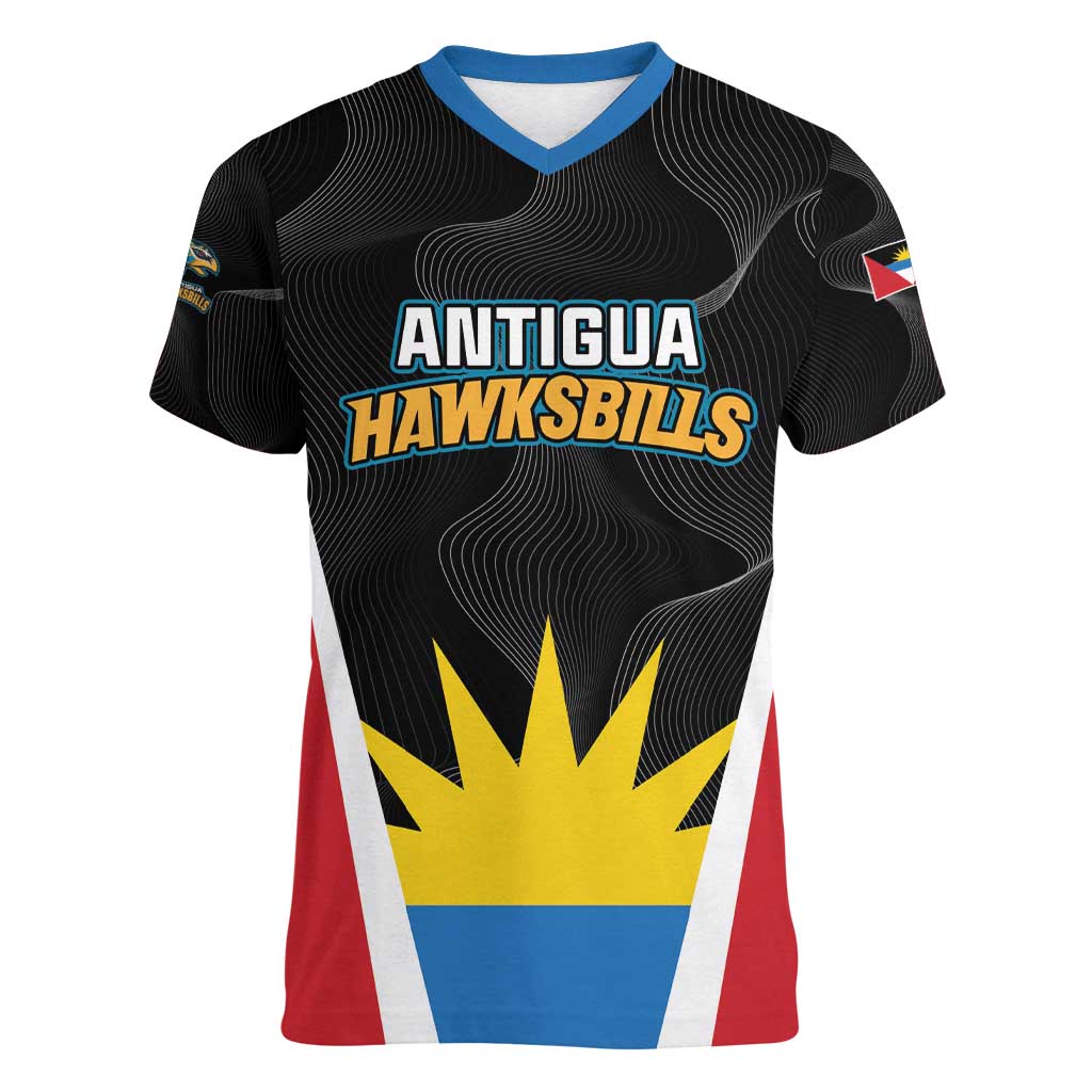 Custom Antigua Cricket Hawksbills Women V-Neck T-Shirt Each Endeavouring All Achieving - Wonder Print Shop