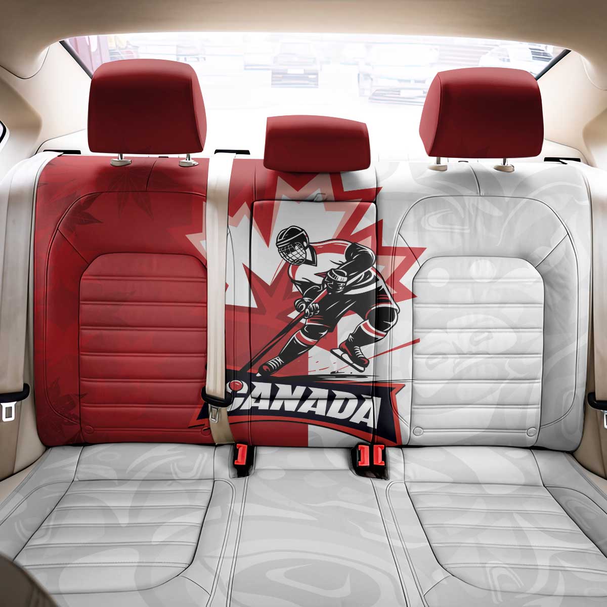Canada Ice Hockey Team Back Car Seat Cover Maple Leaf Go Champions