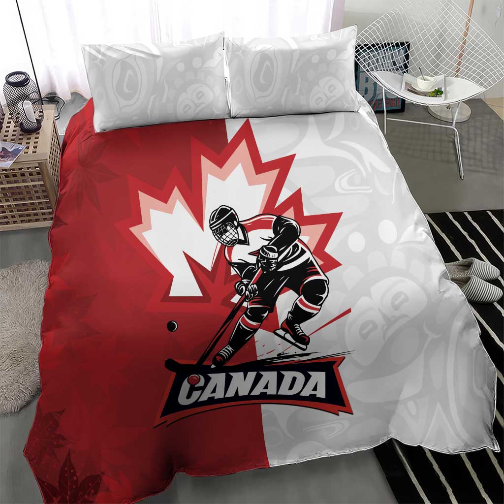 Canada Ice Hockey Team Bedding Set Maple Leaf Go Champions