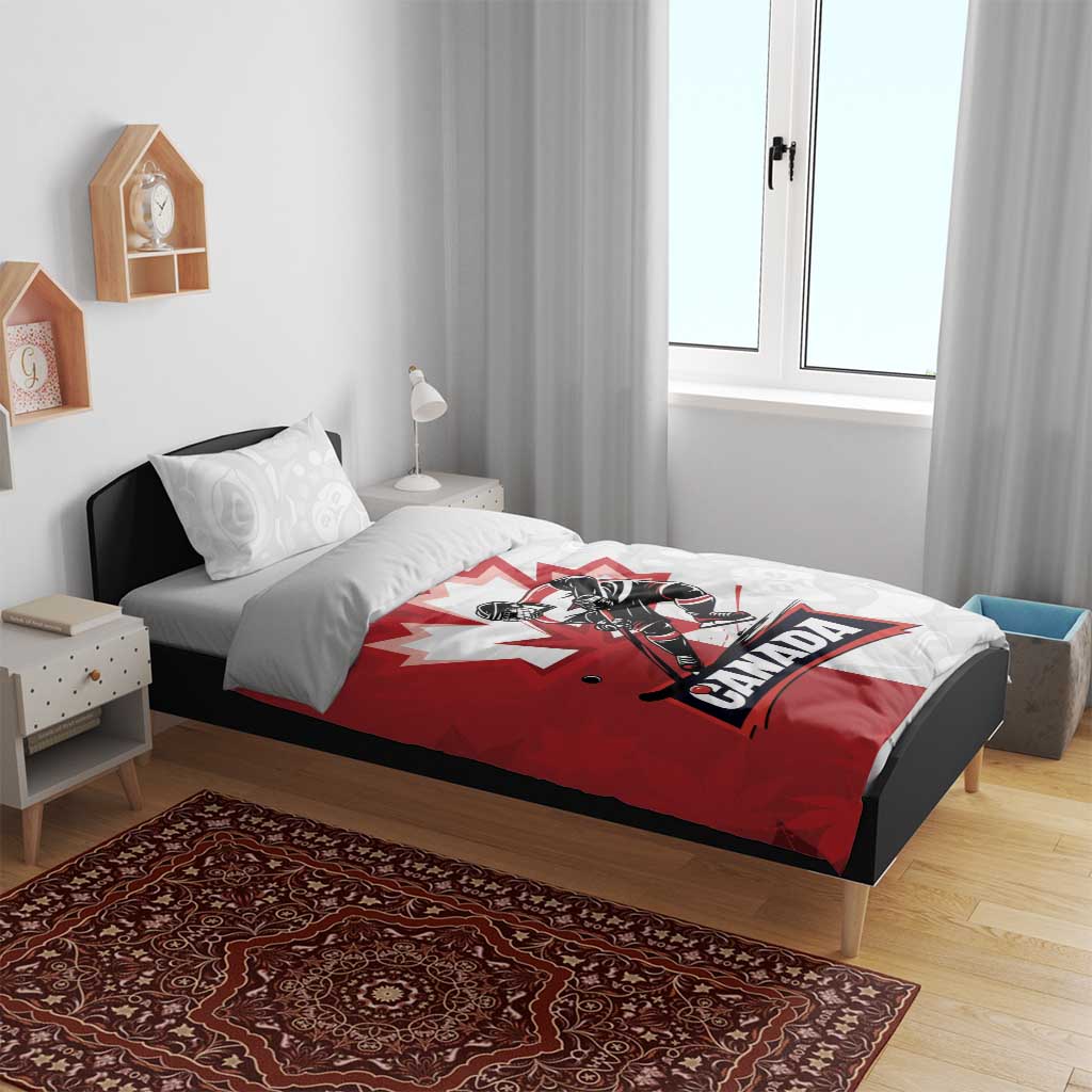 Canada Ice Hockey Team Bedding Set Maple Leaf Go Champions