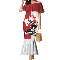 Custom Canada Ice Hockey Team Family Matching Mermaid Dress and Hawaiian Shirt Maple Leaf Go Champions