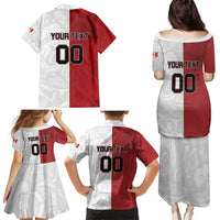 Custom Canada Ice Hockey Team Family Matching Puletasi and Hawaiian Shirt Maple Leaf Go Champions