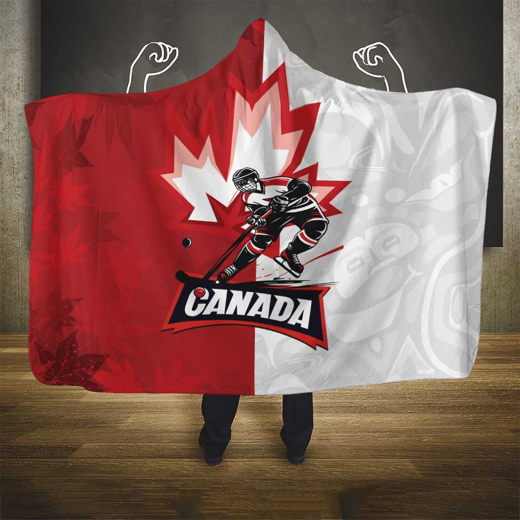 Canada Ice Hockey Team Hooded Blanket Maple Leaf Go Champions