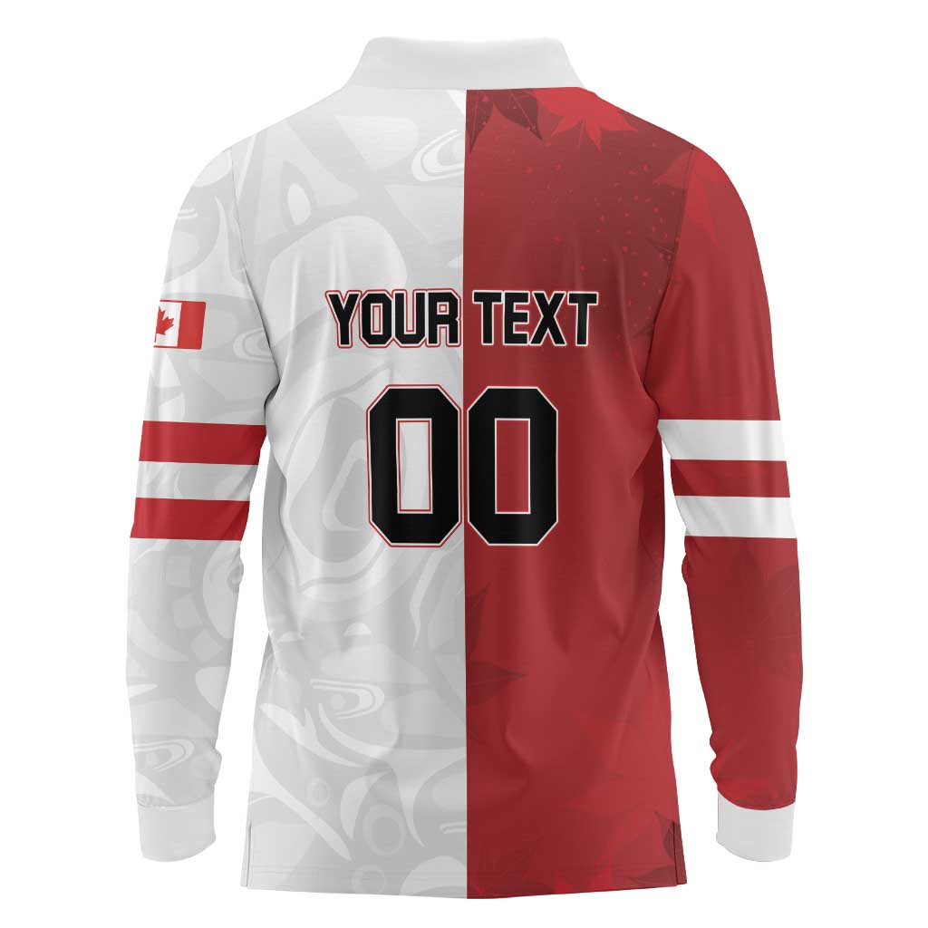 Custom Canada Ice Hockey Team Long Sleeve Polo Shirt Maple Leaf Go Champions
