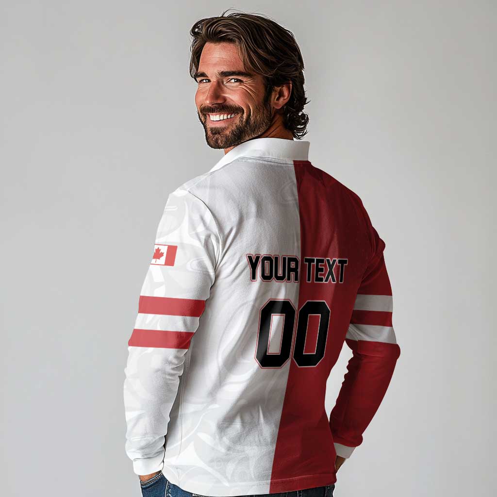 Custom Canada Ice Hockey Team Long Sleeve Polo Shirt Maple Leaf Go Champions