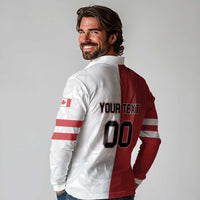 Custom Canada Ice Hockey Team Long Sleeve Polo Shirt Maple Leaf Go Champions