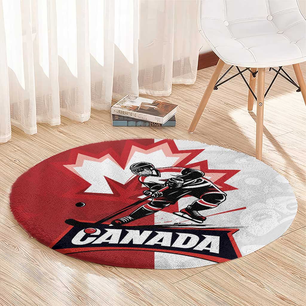 Canada Ice Hockey Team Round Carpet Maple Leaf Go Champions