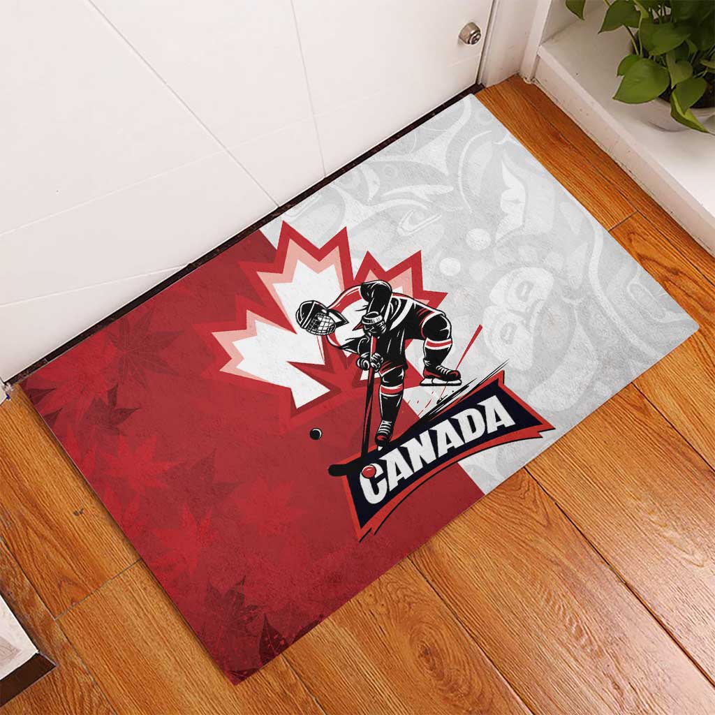 Canada Ice Hockey Team Rubber Doormat Maple Leaf Go Champions