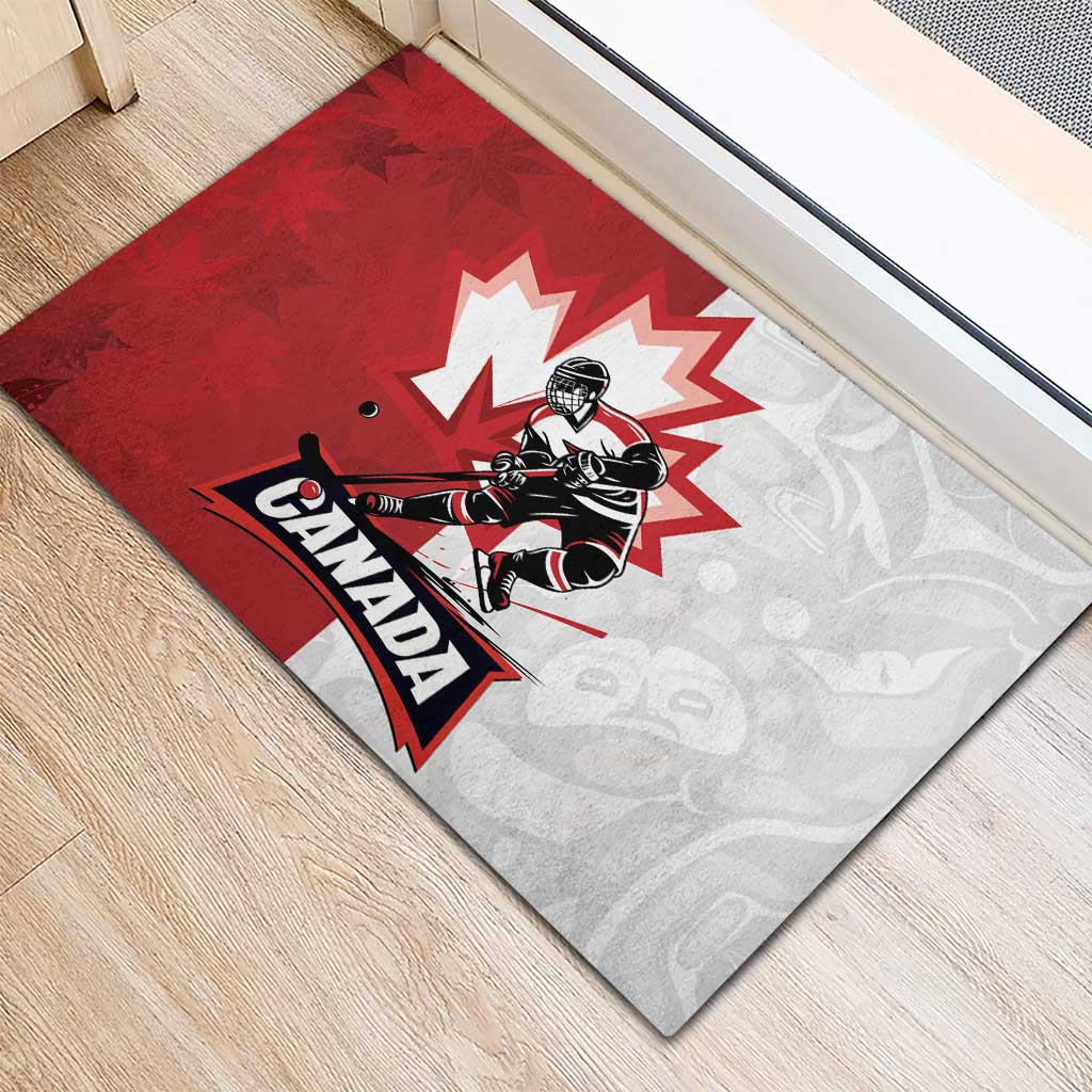 Canada Ice Hockey Team Rubber Doormat Maple Leaf Go Champions