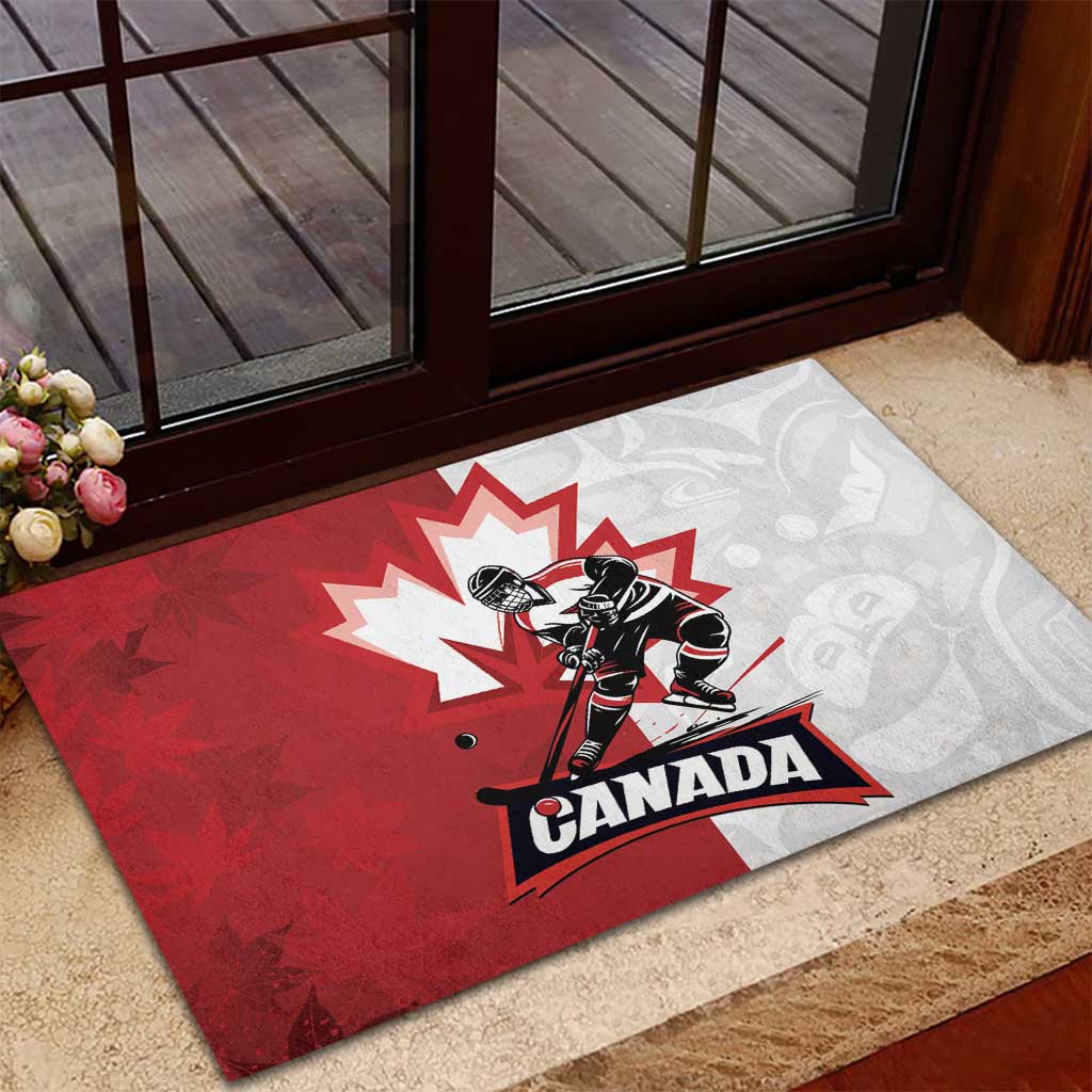 Canada Ice Hockey Team Rubber Doormat Maple Leaf Go Champions