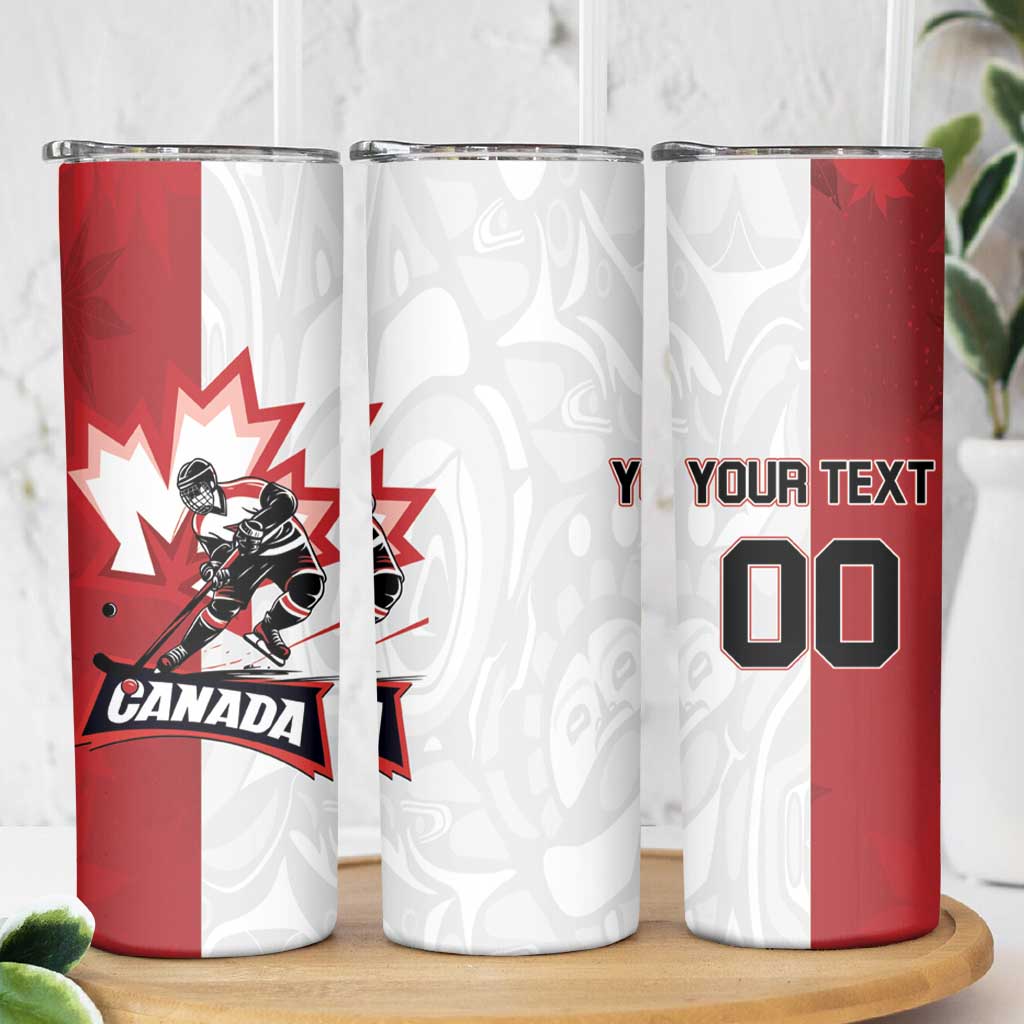 Custom Canada Ice Hockey Team Skinny Tumbler Maple Leaf Go Champions