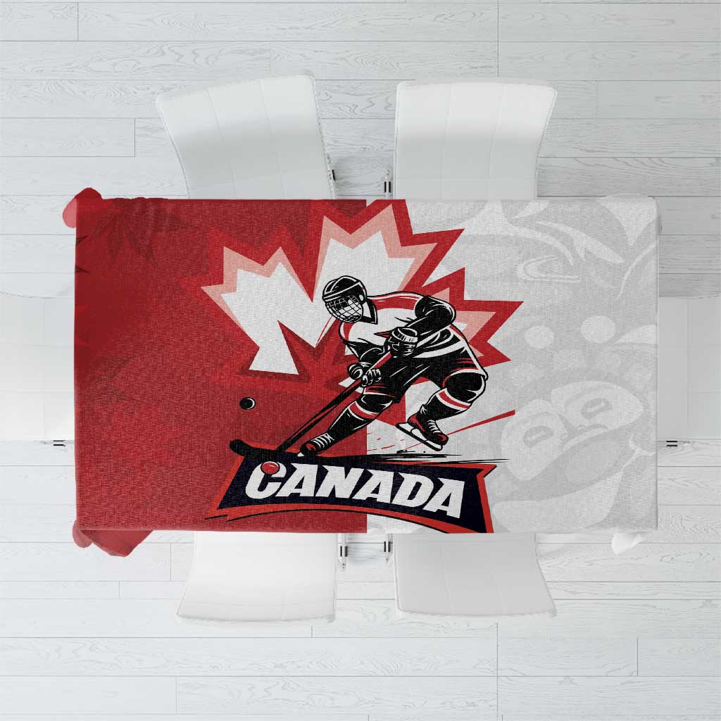 Canada Ice Hockey Team Tablecloth Maple Leaf Go Champions