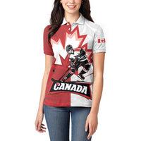 Custom Canada Ice Hockey Team Women Polo Shirt Maple Leaf Go Champions