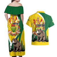 Personalized Canada Saskatchewan Province Couples Matching Off Shoulder Maxi Dress and Hawaiian Shirt Multis e Gentibus Vires