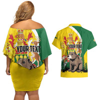 Personalized Canada Saskatchewan Province Couples Matching Off Shoulder Short Dress and Hawaiian Shirt Multis e Gentibus Vires