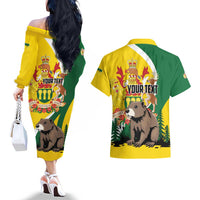 Personalized Canada Saskatchewan Province Couples Matching Off The Shoulder Long Sleeve Dress and Hawaiian Shirt Multis e Gentibus Vires