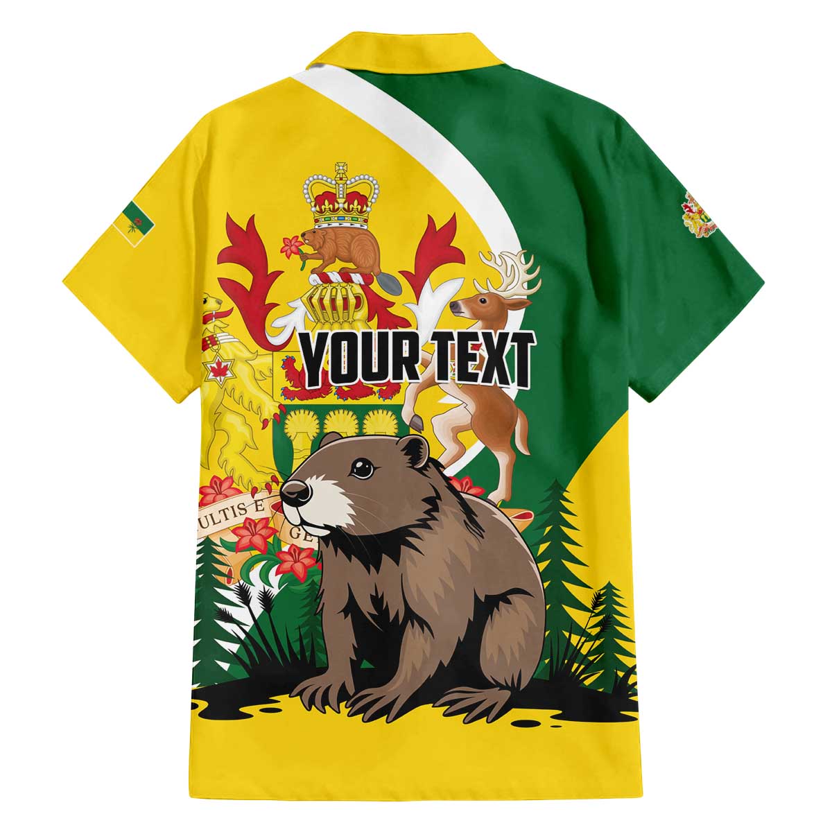 Personalized Canada Saskatchewan Province Family Matching Off The Shoulder Long Sleeve Dress and Hawaiian Shirt Multis e Gentibus Vires